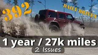 392 WRANGLER  1 YR / 27,000 miles. Review 2 issues lots of fun.