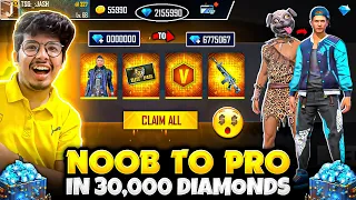 Free Fire NOOB I’d To PRO In 9Minutes😍 || I Bought Everything In 30,000 Diamonds💎-Garena Free Fire