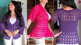 2 OPCIONES 👉BLUSAS TEJIDAS A CROCHET INICIÓ CON CANESÚ CUADRADO Para TODAS LAS TALLAS, INVITADOS