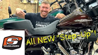 (NEW) Saddlemen Touring Step-Up Seat for Harley Davidson Unboxing & Install