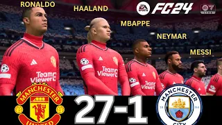 WHAT HAPPEN IF MESSI, RONALDO, MBAPPE, NEYMAR, PLAY TOGETHER ON MANCHESTER UNITED VS MANCHESTER CITY