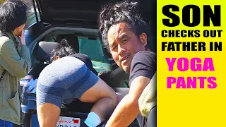 Men Caught Catcalling Their Dads in Yoga Pants [Prank] American Justice Warriors