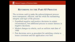 Revisions to Part 83 Regulations on Federal Acknowledgment of Indian Tribes