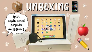 2020 ipad 8th gen 10.2inch, apple pencil, airpods + accessories from amazon | UNBOXING asmr 🍎✏️📦