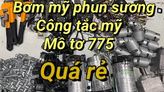 Ben điện 24v,bơm phun sương Mỹ ,Nam châm tròn cực mạnh,mô tơ 775 tốc cao,hàng bãi nhật mới nhất