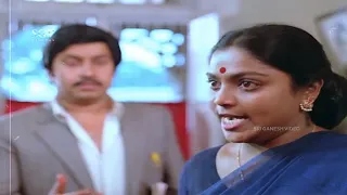 Lady IAS Officer Saritha Scolds Her Husband Srinath In Office | Eradu Rekhegalu Kannada Movie Scene