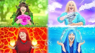 FOUR ELEMENTS EPIC BATTLE |Fire Girl, Water Girl, Air Girl and Earth Girl In School by 123GO! SCHOOL