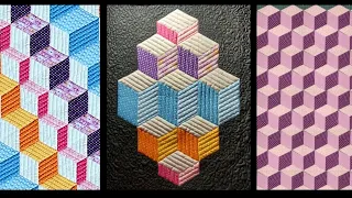 Patchwork for beginners. 3D block "cube" in a quick way. Sizing and layout options.