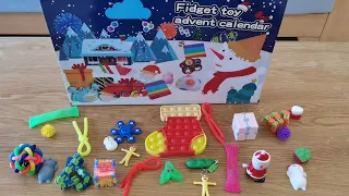 Fidget Toy Advent Calendar Unboxing 2021 - Pop It, Spinner, Cube, String, Chain, Marble Mesh