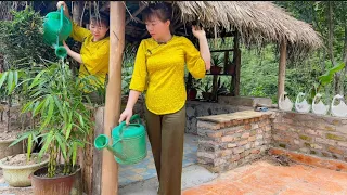 I planted trees around the bamboo house for shade, to feed the fish and grow some vegetables