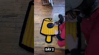 Graffiti lego cap rug day2 #carving #tufting #process #rugs #timelapse