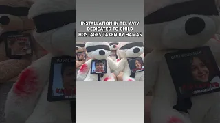 Teddy Bears With Photos Of 30 Children Kidnapped By Hamas Placed In Tel Aviv