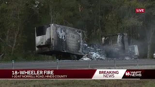 Truck fire slows traffic on I-20 in Hinds County