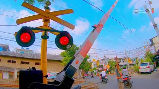 Indonesia railroad crossing, kompilasi alarm unik, palang baru, perlintasan kereta api, krl commuter