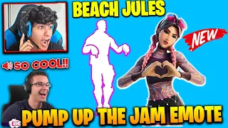 Streamers React to Pump Up The Jam Emote And Beach Jules Skin in Fortnite Item Shop