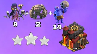 استراتيجية مسح تاون هول عشرة 10 باولر + غولم + ساحرة | clash of clans