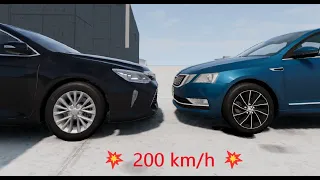 Skoda Octavia vs Toyota Camry 💥 200 km/h 💥 BeamNG.drive CRASH test