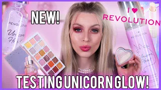 TESTING NEW UNICORN GLOW MAKEUP! // I Heart Revolution 🦄