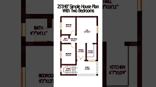 25 x 40 house plan, 2 bhk design, 25 x 40 ghar ka naksha, #shorts #ytshorts #trending