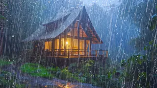 HEAVY RAIN for Deep Sleep and Reduce insomnia - Sound of Rain and Thunder in the foggy forest