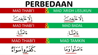 PERBEDAAN MAD THABI'I, MAD 'ARIDH LISSUKUN, MAD BADAL DAN MAD TAMKIN