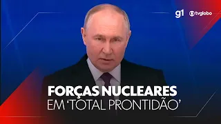 Putin ameaça usar armas nucleares se países ocidentais enviarem tropas à Ucrânia | JORNAL NACIONAL