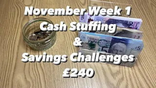 November 2023 Week 1 | Cash Stuffing £240 | Savings Challenges | Low Income UK