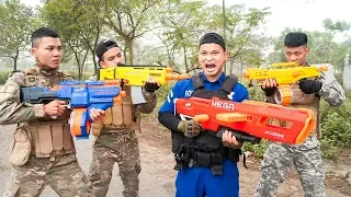 Battle Nerf War: Blue Police Skills Fight With Robbers Nerf Action Movies