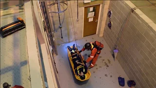 Confined Space Search and Rescue training with Full BA, stretcher and simulated gas