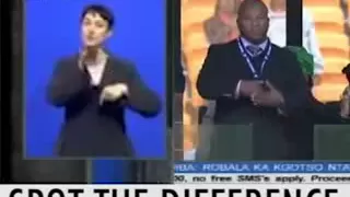 Fake interpreter vs a real one at Mandela's Memorial (slowed down)