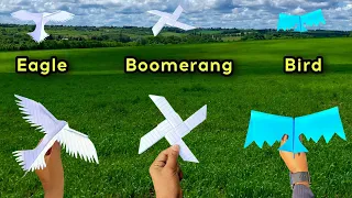 best 3 flying boomerang bird, best 3 paper bird, how to make paper eagle, boomerang bird, fly plane