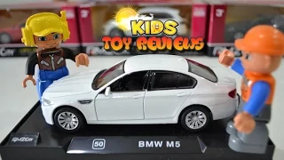 Kids Toy Cars! White BMW M5 RMZ City Sports Car Lights & Sounds UNBOXING with Kids Toy Reviews