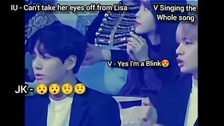 JK , V & IU reaction to Lisa ll Bts Reaction to Blackpink ll IU reaction  ll Watch till the end