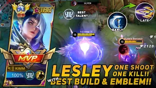 LESLEY ONE SHOOT BUILD FINALLY IS HERE🔥 LESLEY BEST BUILD & EMBLEM || LESLEY TOP 1 GLOBAL ~MLBB