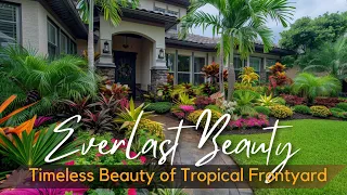 Tropical Frontyard Paradise with Beautiful Flower, Walkways & Sleek Design
