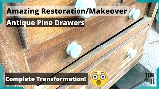 Amazing RESTORATION/MAKEOVER of a Vintage set of Antique Pine Drawers