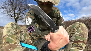 TOPS STEEL EAGLE 107C - SAWBACK KNIFE DESTRUCTION TEST - UNTIL IT BREAKS - 1095 CARBON STEEL