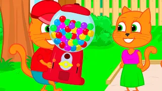 Cats Family in English - Delivery Of Gum Cartoon for Kids