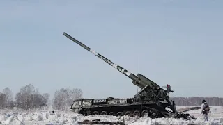 Russia MOD - 2S7M Malka 203mm Self-Propelled Howitzers Live Firing [1080p50]