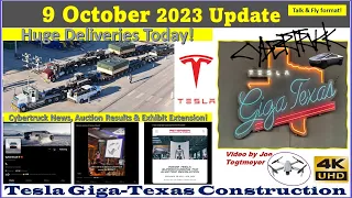 Huge Crated Deliveries on N end & Milled Cybertruck Castings  9 Oct 2023 Giga Texas Update (07:35AM)