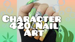 Character SpongeBob SquarePants Banger Collab Nail Art Design 💚