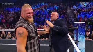 Brock Lesnar Attacks Roman Reigns and Adam Pearce