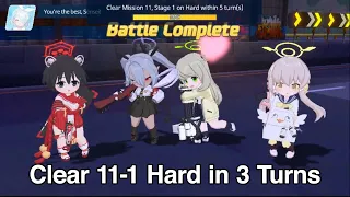 [Blue Archive] Mission 11-1 Hard - Simple 3 Turn Guide