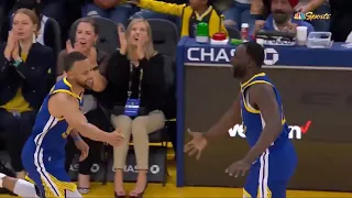 Steph Curry looks so happy that Draymond Green is back