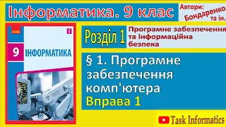 Вправа 1. Програмне забезпечення комп'ютера | 9 клас | Бондаренко