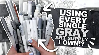 HOW GRAY IS TOO GRAY?! | Art Using Every GRAY PEN, PENCIL, MARKER, WATERCOLOR, ETC I Own