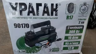 Автомобильный компрессор Ураган 90170  / двухцилиндровый