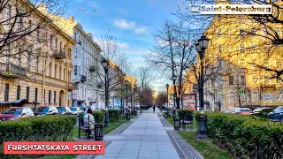 Walking tour along Furshtatskaya Street in 4K in Saint Petersburg Russia