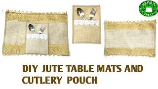 DIY #jute Table Mats & Cutlery Pouch Sewing Tutorial/Dining Table Mats Set Making At Home #tablemats