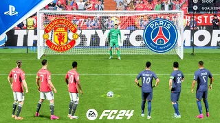 FC 24 | Ronaldo Haaland Rashford vs Messi Neymar Mbappe | Man United vs PSG | Penalty Shootout - PS5